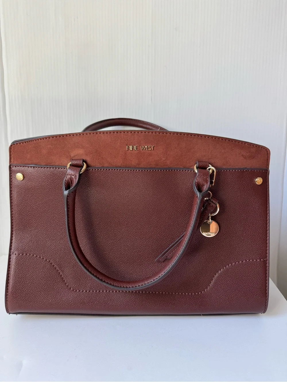 Nine West Chesnut color Dual-Texture Satchel